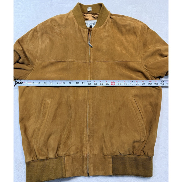 Bugatti Suede Bomber Jacket SZ L Fawn Camel Heritage Tailoring Tan Leather Coat - Picture 7 of 12